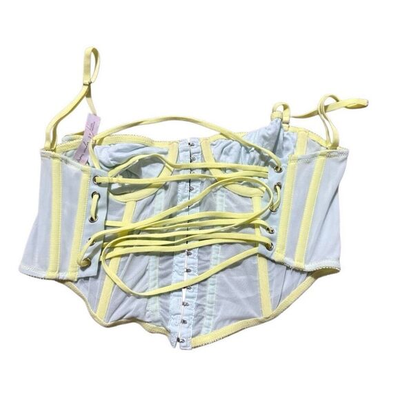 Urban Outfitters modern love blue and green ruched pastel corset lace up back to - Picture 3 of 5